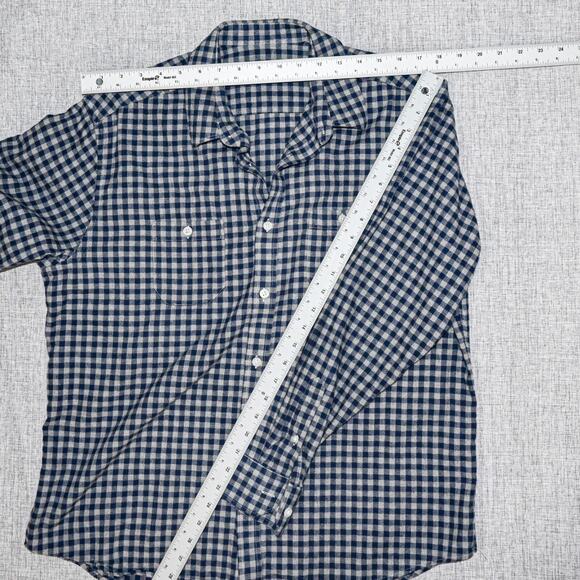 ASH & ERIE Men's Button up Flannel Shirt in Blue Grey Gingham check size Large - Picture 7 of 7